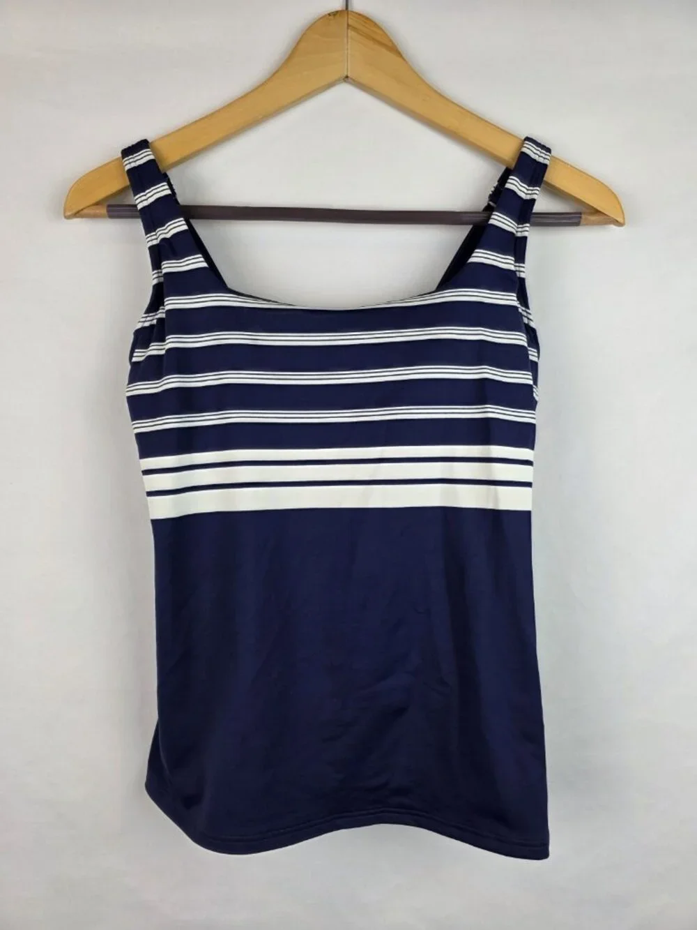 Lands' End Tankini Top Women's Size 2 Blue Striped Swimsuit Swim Underwire Top